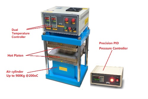1.6T Lamination Hot Press up to 200C with Precision Pressure Controller Optional 12x12&quot; or 20&quot;x20&quot; - YLJ-HP-200T-XX