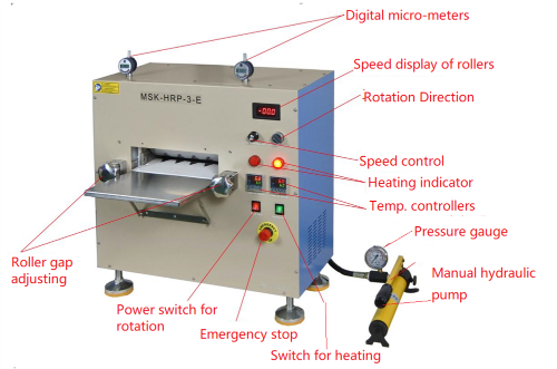 Hot Rolling Press (8&quot;D x10&quot;W, 150°C Max) w/ Adjustable Pressure up to 10 T - MSK-HRP-3-E