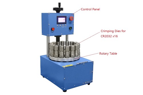 16 Station Rotary Coin Cell Crimping Machine with Pressure Controlled - MSK-HT-16